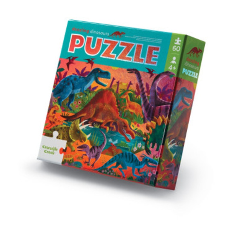 Crocodile Creek Foil Puzzle 60 pc – Dazzling Dinos