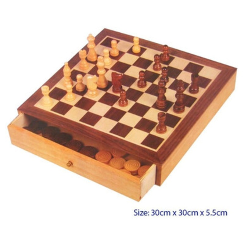 Fun Factory – Deluxe Chess & Checkers Set with Drawers