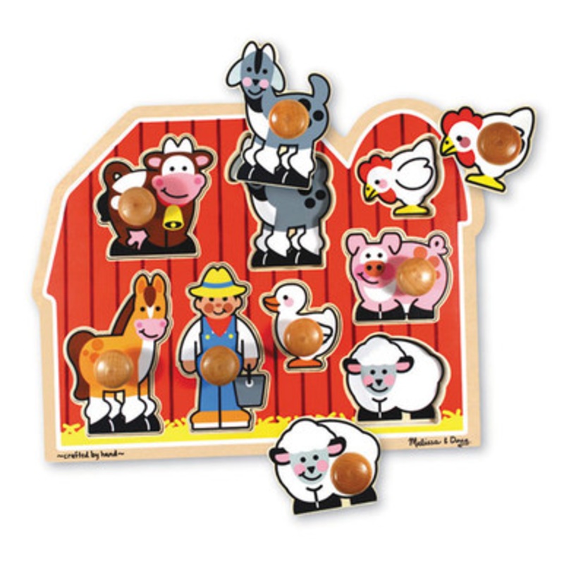 Melissa & Doug –  Large Farm Jumbo Knob Puzzle