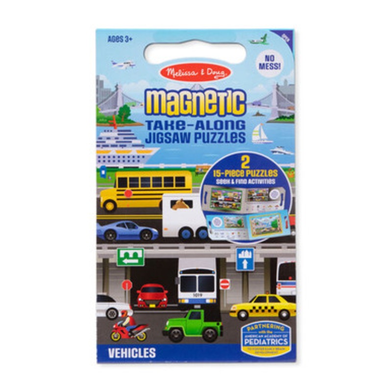 Melissa & Doug – Magnetic Take Along Jigsaw Puzzles – Vehicles 2 x 15pc