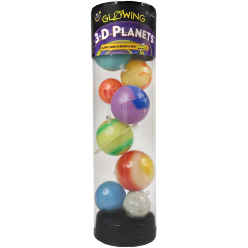 Glowing 3D Planets in Tube