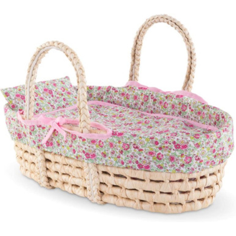 Corolle Mon Grand Poupon – Floral Wicker Baby Basket  for 36/42cm Dolls