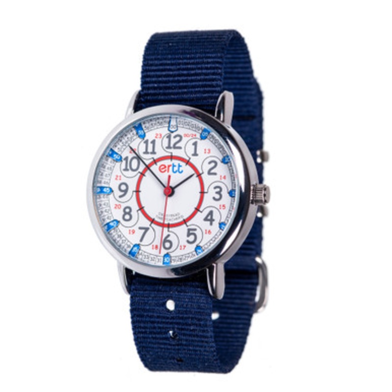 EasyRead Time Teacher 12/24 Hour Watch –  Red/Blue Face with Navy Strap