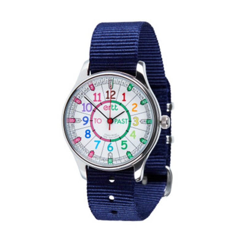 EasyRead Time Teacher Past & To Watch – Rainbow Face with Navy Strap WATERPROOF