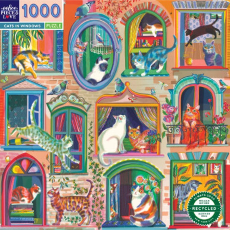 eeBoo 1000pc – Cats in Window Puzzle
