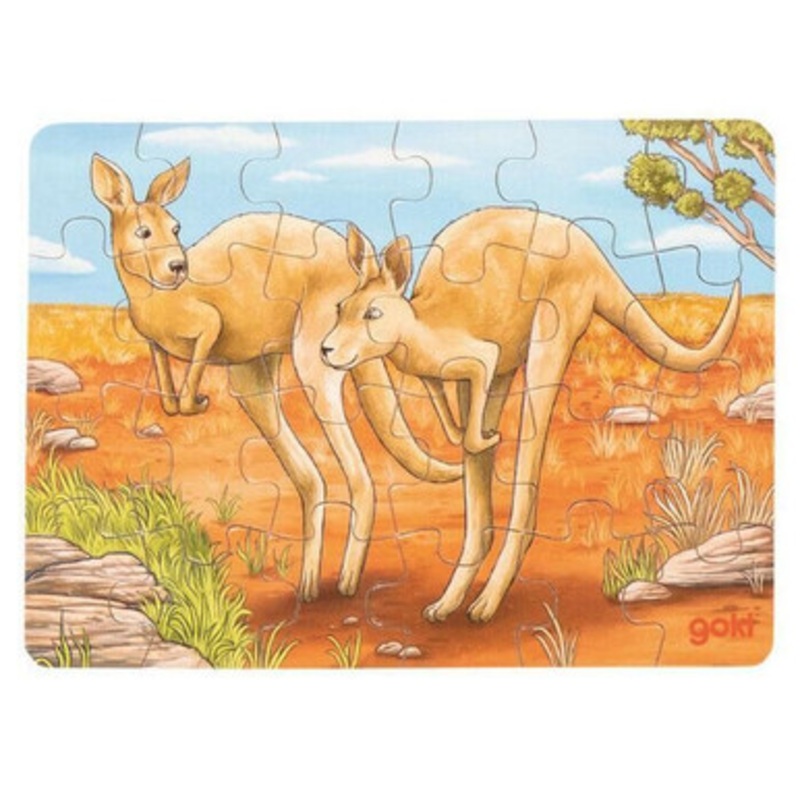 Goki – Travel Size Mini Australian Animals Puzzle 24pcs – Kangaroos