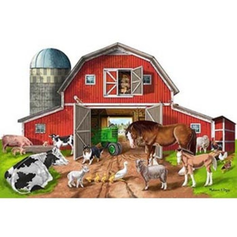 Melissa & Doug – Busy Barn Shaped Floor Puzzle 32pc