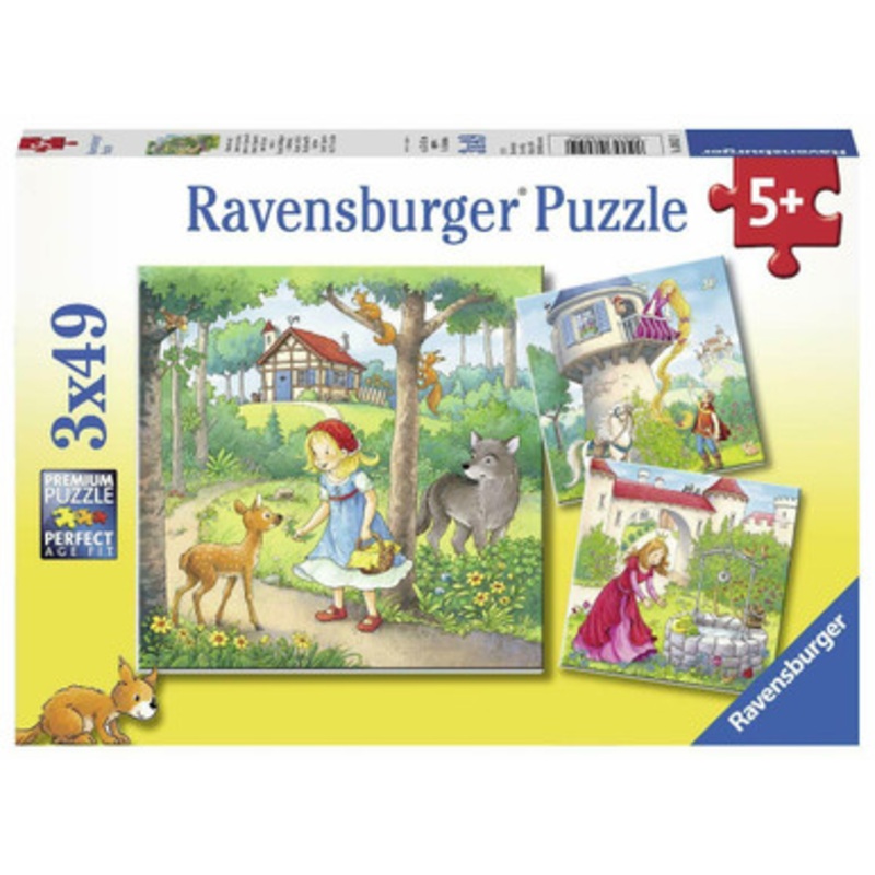 Ravensburger 3x49pc- Rapunzel, Riding Hood and Frog Puzzle