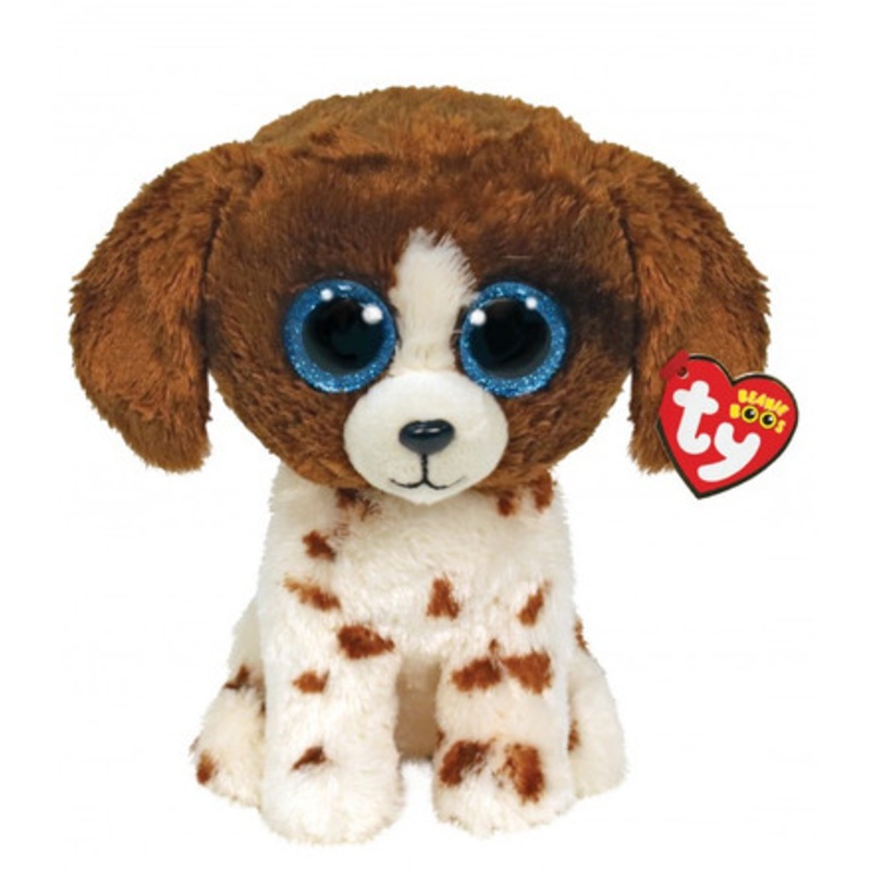TY Beanie Boos Medium – Muddles the Brown and White Dog
