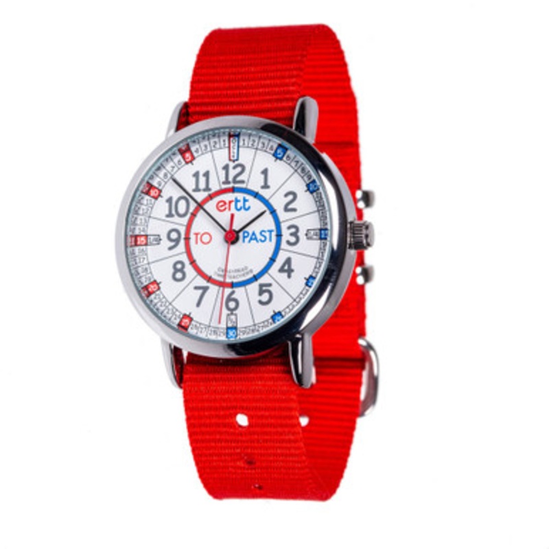 EasyRead Time Teacher Past & To Watch –  Red & Blue Face with Red Strap