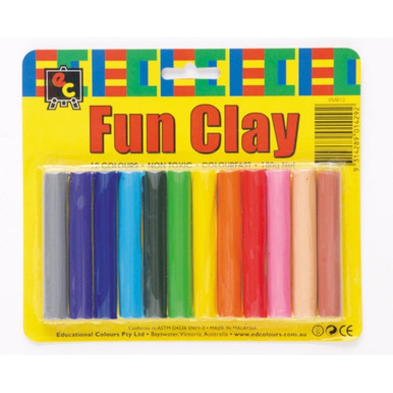 Educational Colours Fun Clay 12s Assorted Colours (Blister Pack)