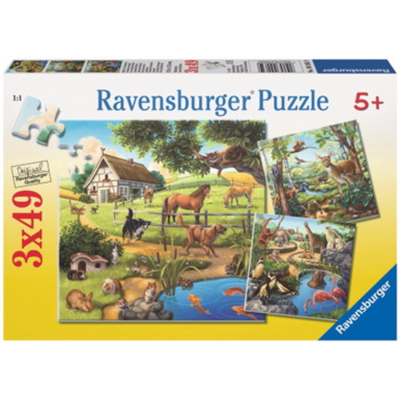 Ravensburger 3x49pc – Forest Zoo & Pets Puzzle