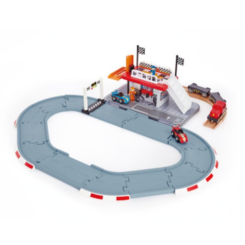 Hape – Race Track Station **Minor Box Damage**