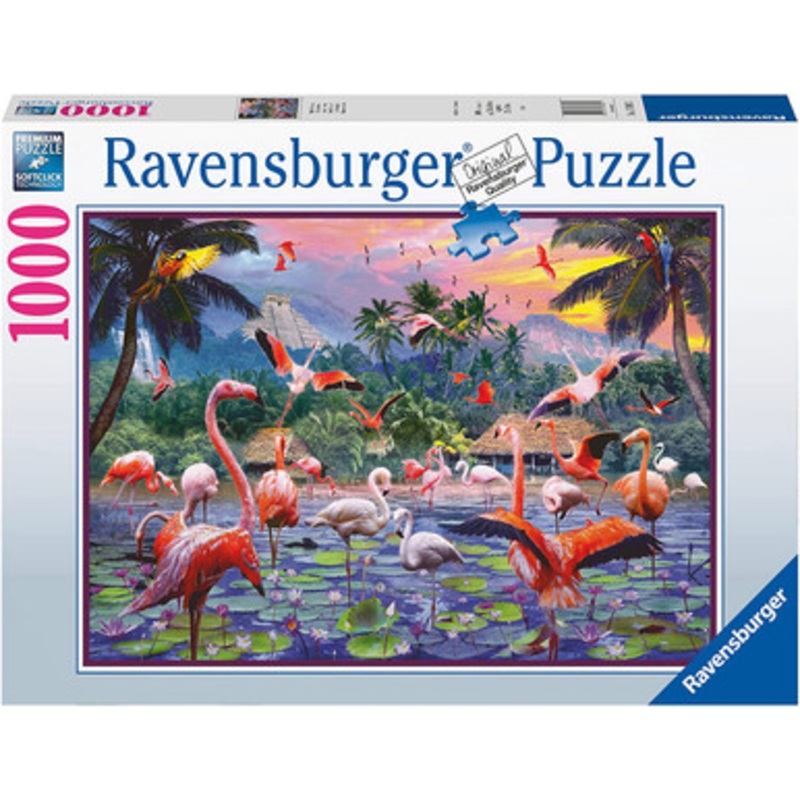 Ravensburger 1000pc Pink Flamingos Puzzle v1