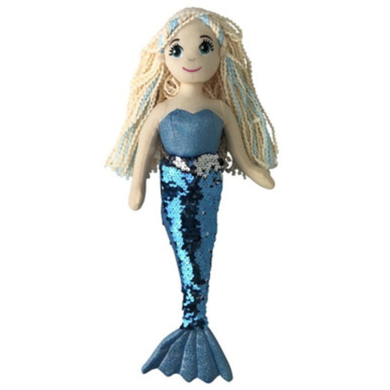 Cotton Candy – 45cm Aquata Blue – Flip Sequined Tail Mermaid
