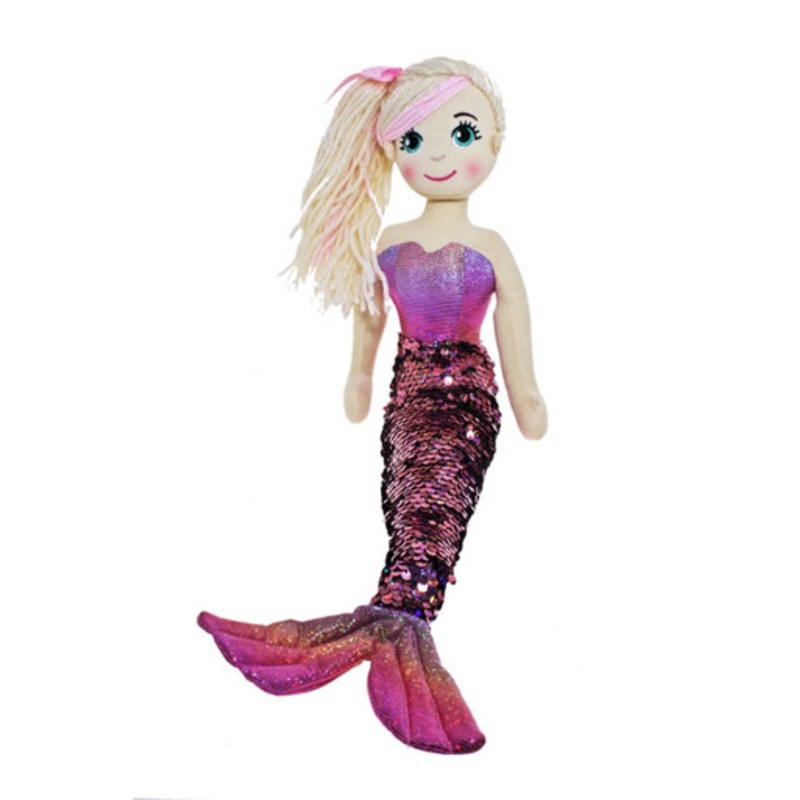 Cotton Candy – 45cm SHUI Peach Pink Flip Sequinned Tail Mermaid