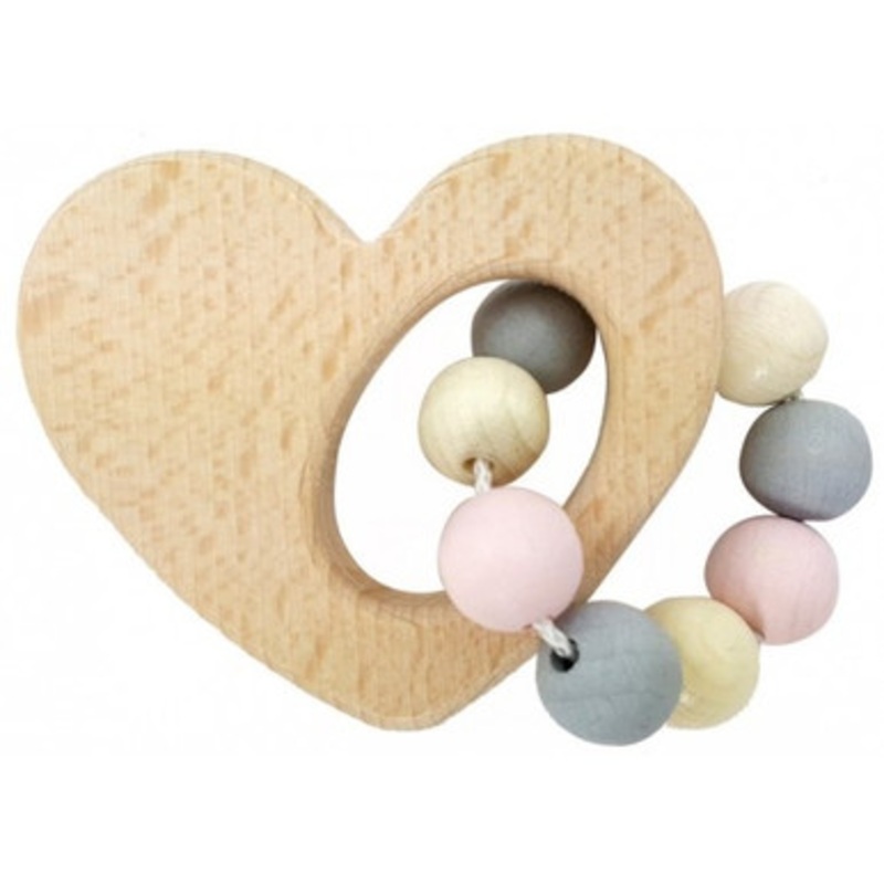 Hess-Spielzeug – Rattle Heart Natural Pink