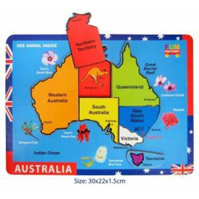 Fun Factory – Raised Puzzle – Australian Map 30 x 22cm