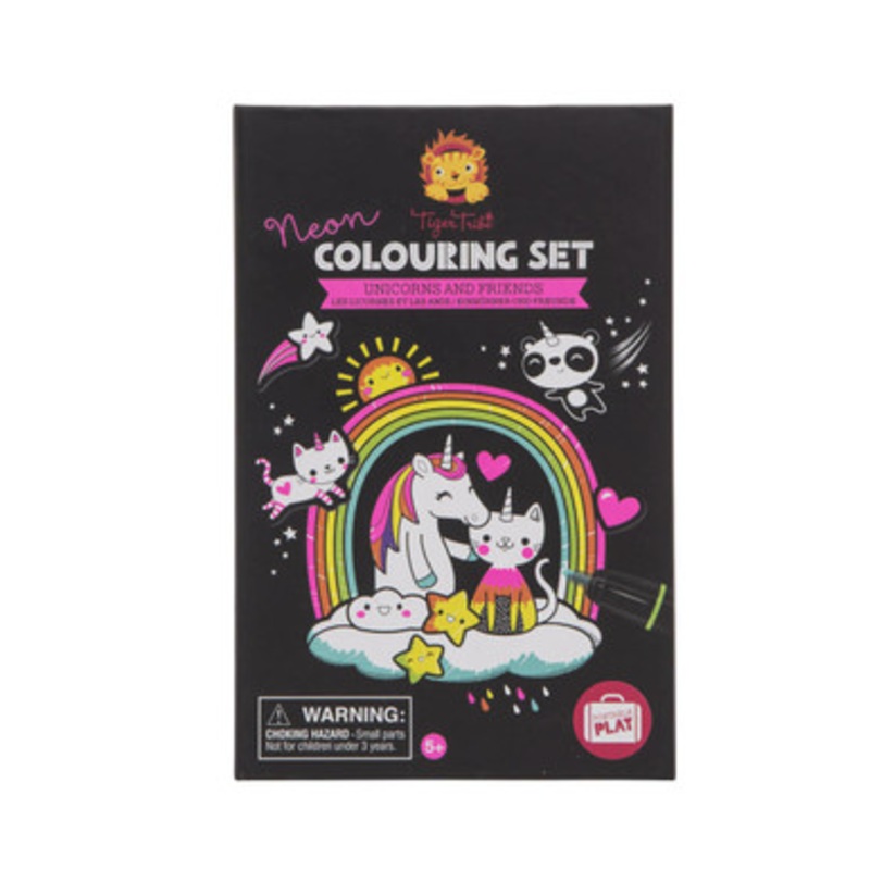 Tiger Tribe Neon Colouring Set – Unicorns and Friends