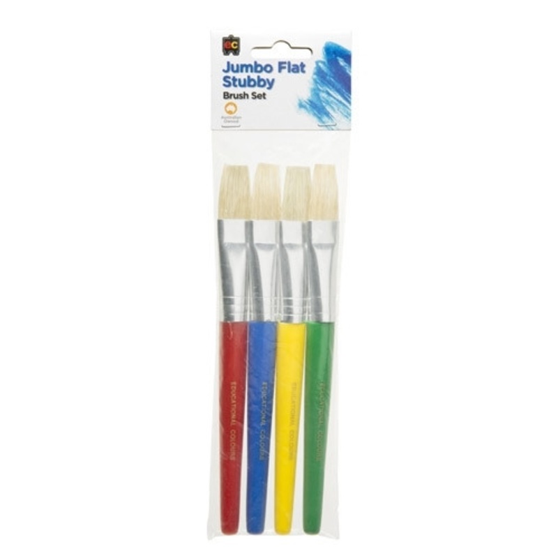 Educational Colours – Jumbo Flat Stubby Brush Set of 4