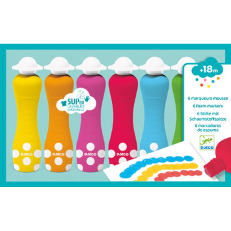 Djeco – 6 Foam Markers