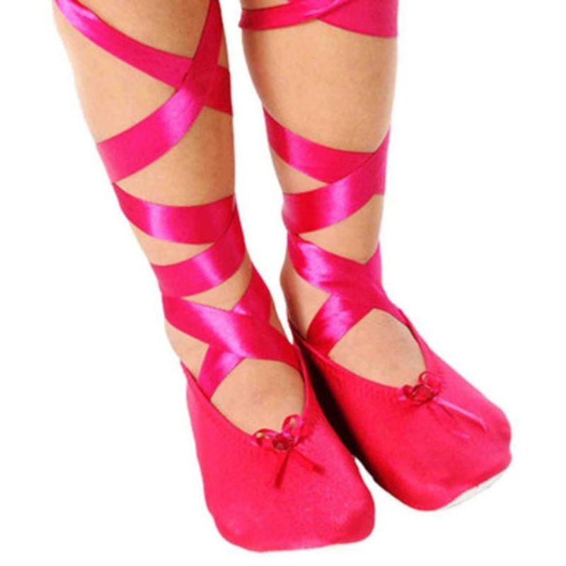 Fairy Girls – Ballet Slipper With Ribbon – Hot Pink