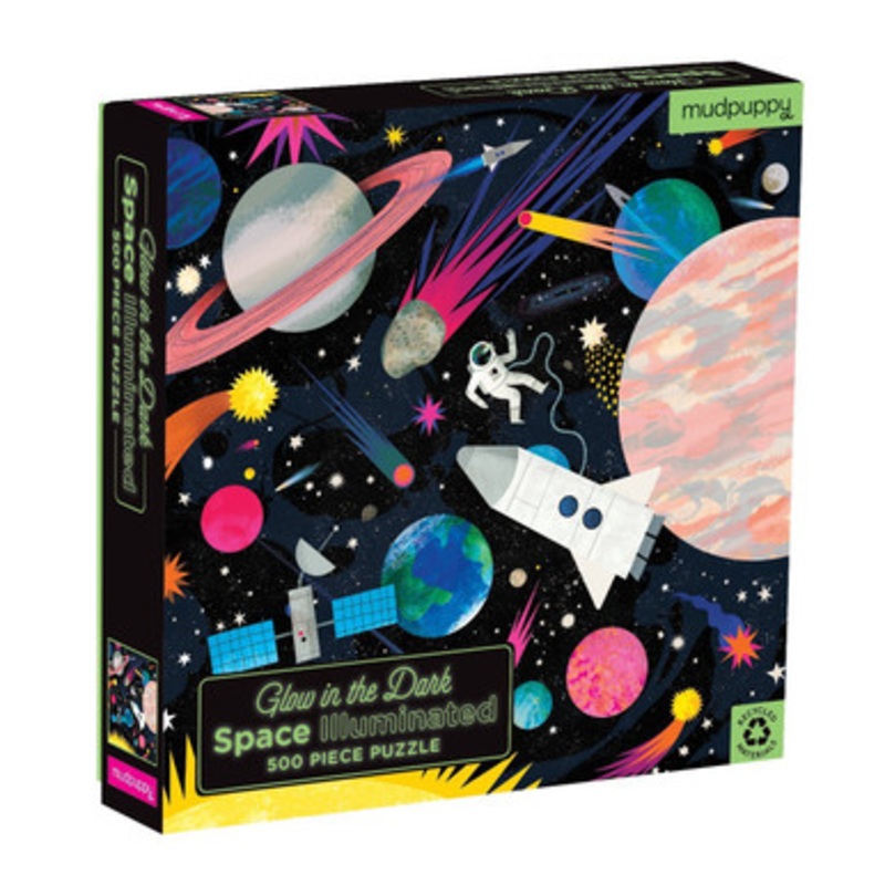 Mudpuppy 500pc – Space Illumingated Glow in the Dark Puzzle
