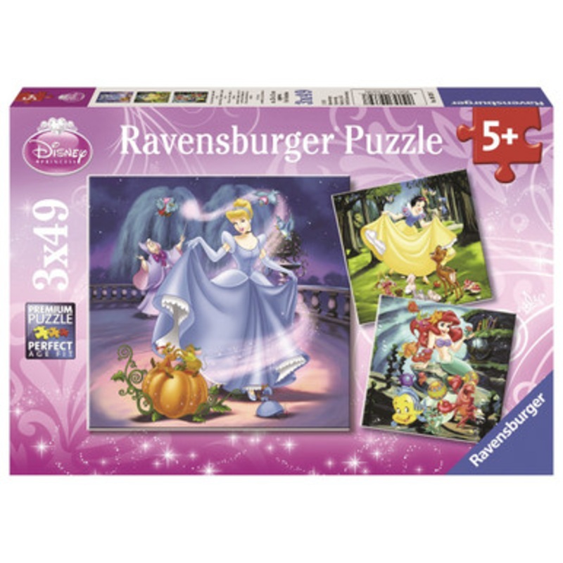 Ravensburger 3x49pc – Disney Snow White, Cinderella and Ariel Puzzle