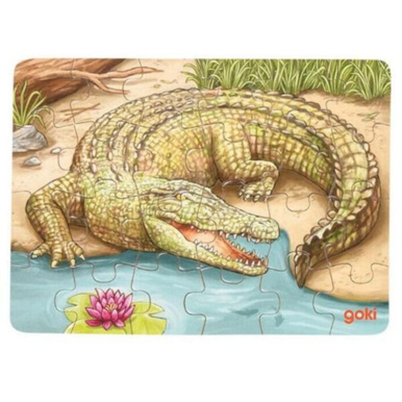 Goki – Travel Size Mini Australian Animals Puzzle 24pcs – Crocodile