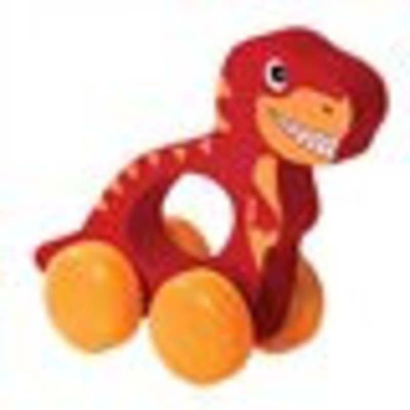 IS GIFT – Classic Wooden Push-A-Long Dinosaur – Red