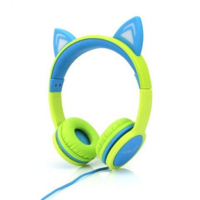 Cactus – Cat Ear Light-up Headphones Lime/Blue