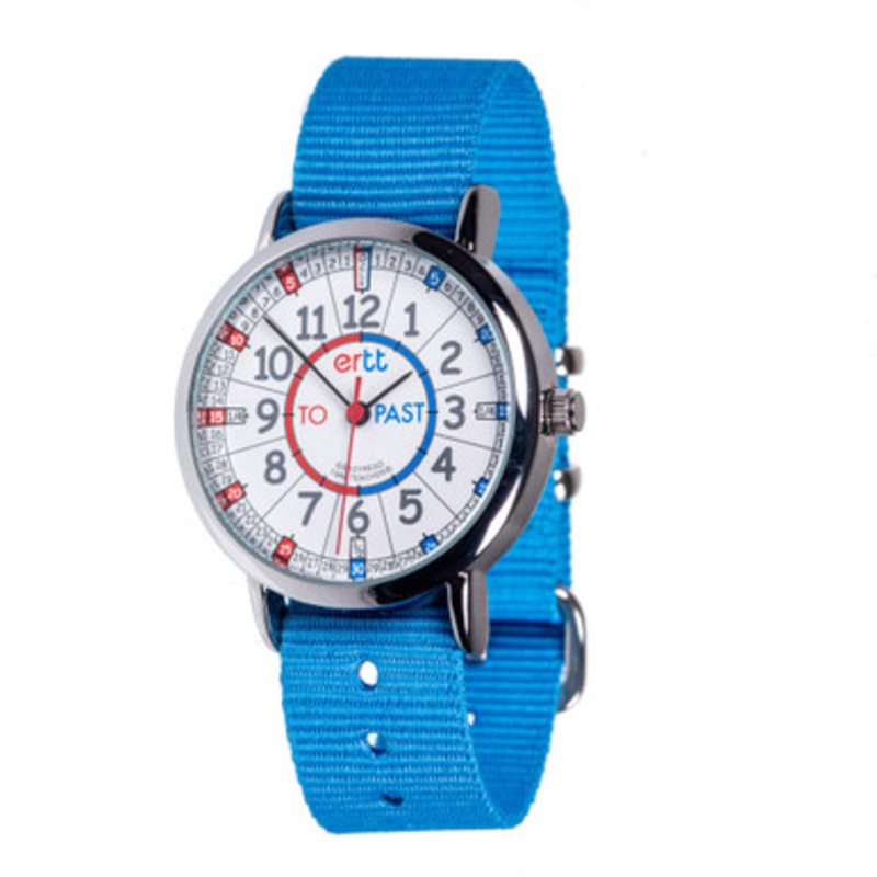 EasyRead Time Teacher Past & To Watch –  Red & Blue Face with Sky Blue Strap