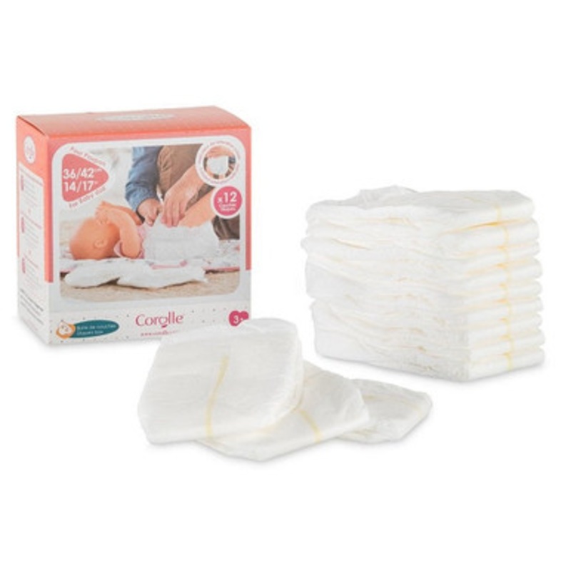 Corolle – Mon Grand Poupon – Diapers/Nappies – 12 Pack (36cm and 43cm dolls)