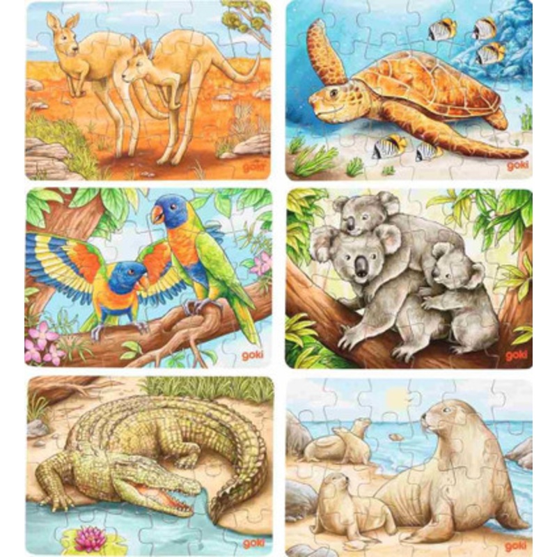 Goki – Travel Size Mini Australian Animals Puzzle 24pcs – Lorikeet