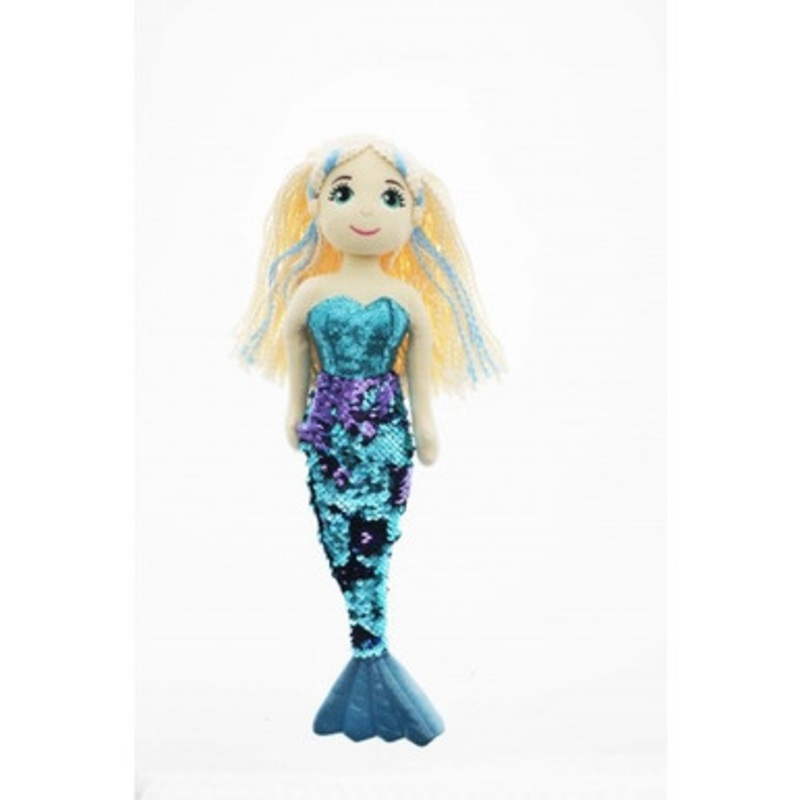 Cotton Candy – 45cm Lucy Blue Flip Sequined Tail Mermaid