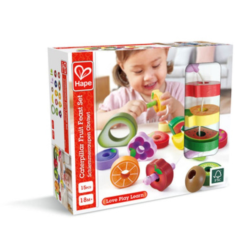 Hape – Caterpillar Fruit Feast Threading Set