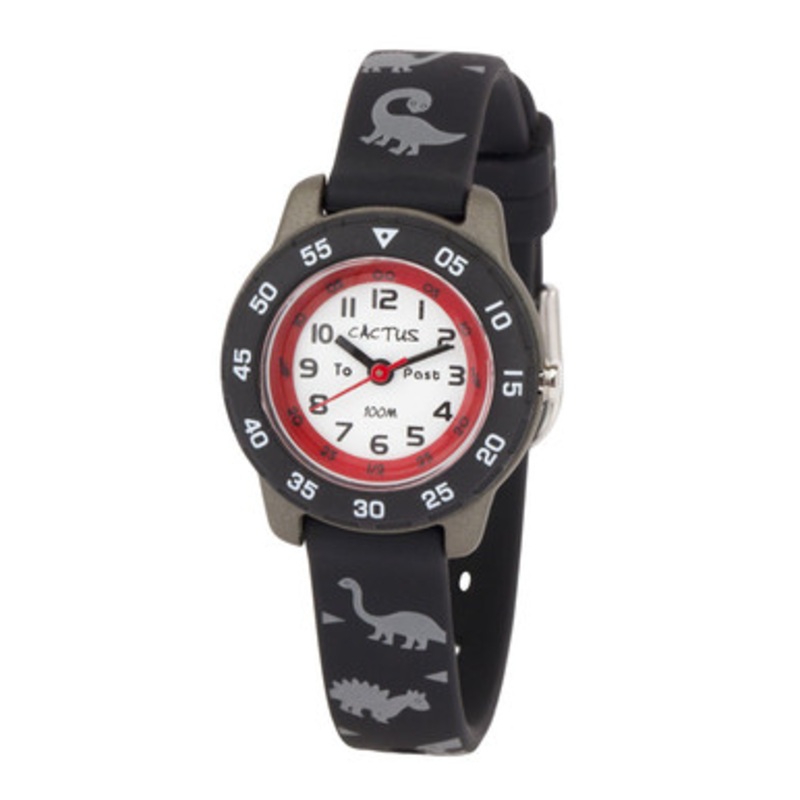 Cactus Junior – Time Teacher Watch – Black / Dinosaur