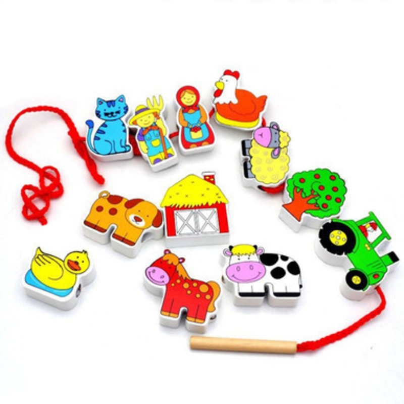 Viga Toys – Lacing Blocks Farm