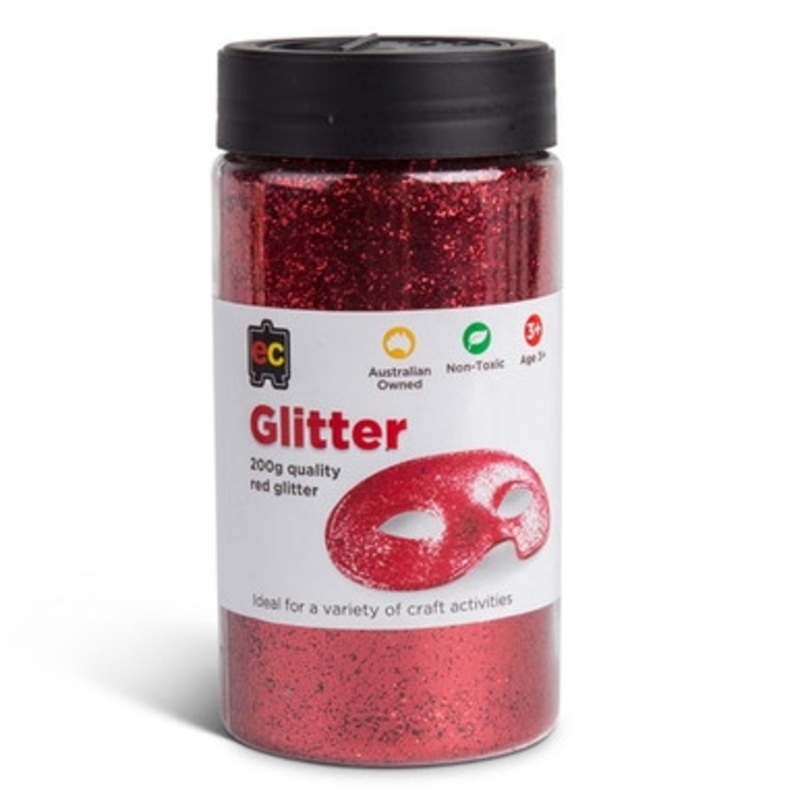 Educational Colours – Glitter 200g Jar Red