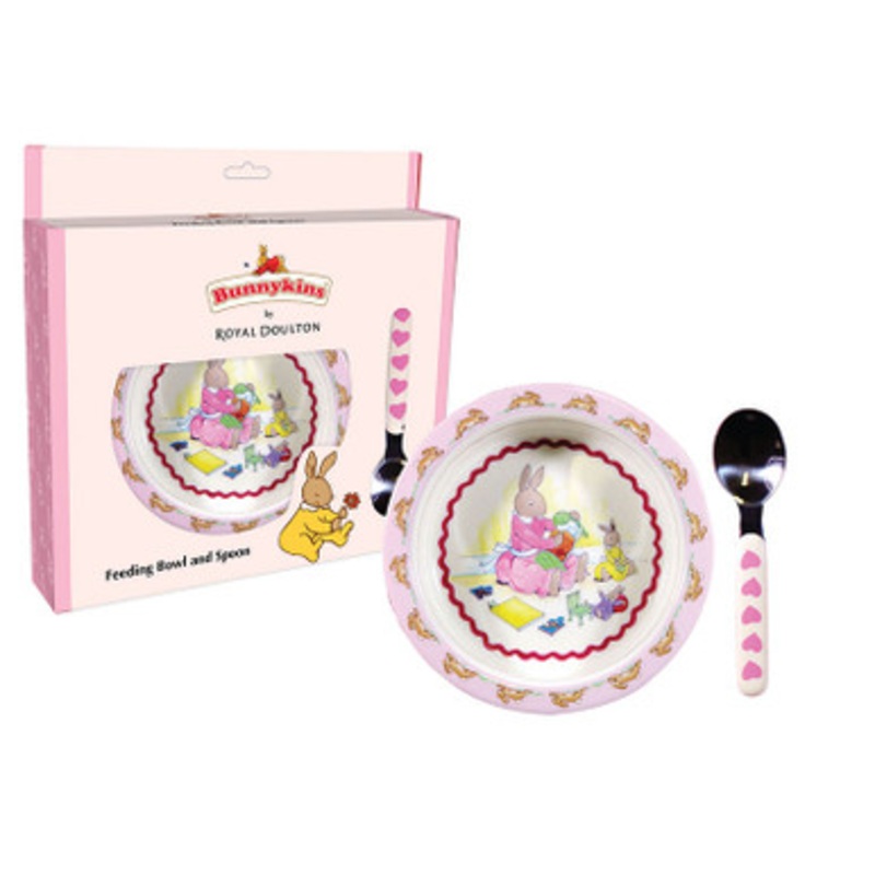 Bunnykins – Sweethearts Feeding Bowl & Spoon Pink