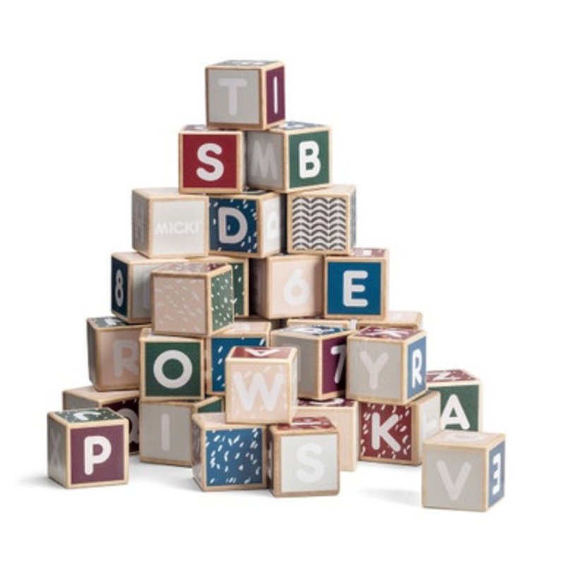 Micki Senses – Wooden Letters and Numbers Building Blocks 36 pcs