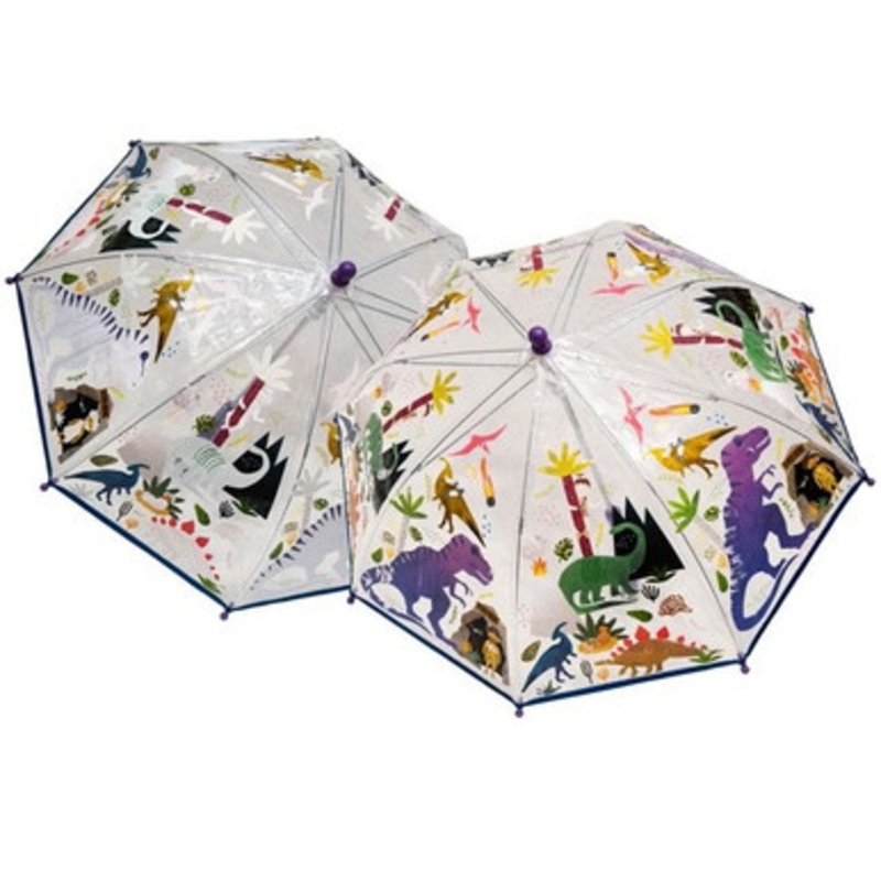 Floss & Rock Colour Changing Umbrella – Dinosaur Transparent