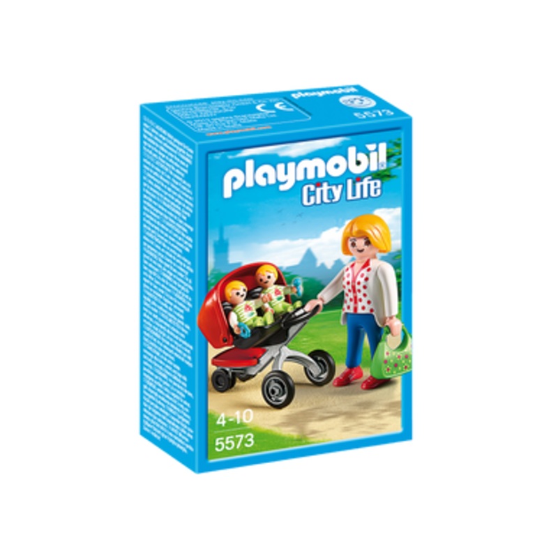 Playmobil City Life Mother with Twin Stroller