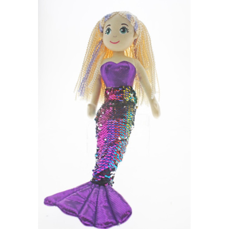 Cotton Candy – 45cm Gabriella Purple Rainbow Flip Sequined Tail Mermaid