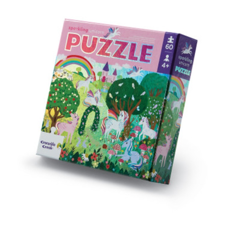 Crocodile Creek Foil Puzzle 60 pc – Sparkling Unicorn