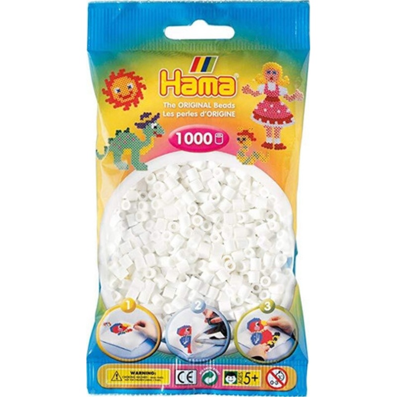 Hama Beads – White – 1000 Beads