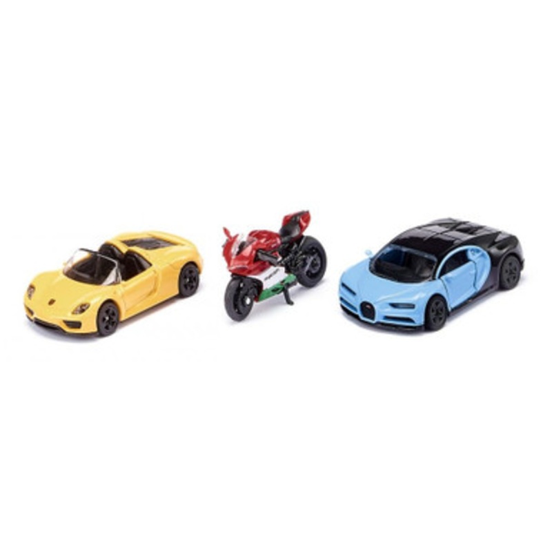 Siku – 6313 – Sports Cars & Motorbike Gift Set 6313 *minor packaging damage*