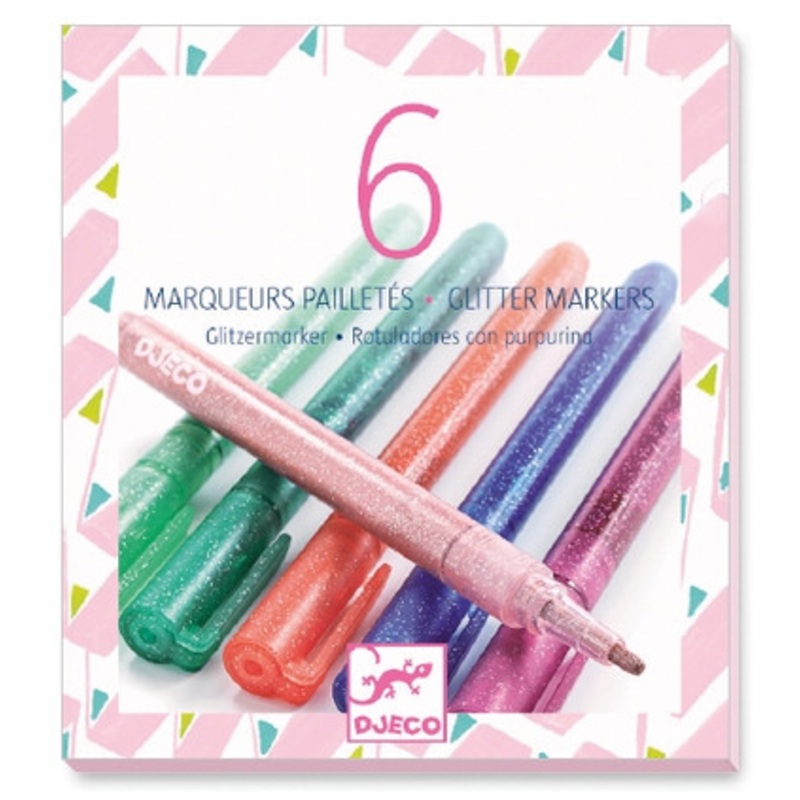 Djeco – 6 Sweet Glitter Markers