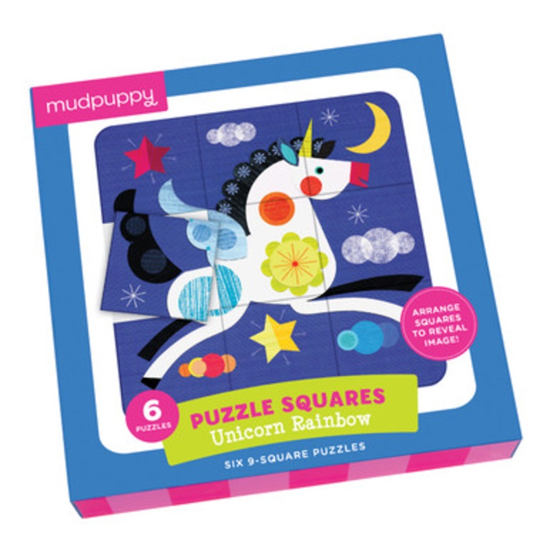 Mudpuppy Puzzle Squares – Unicorn Rainbow