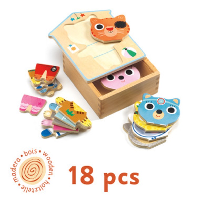 Djeco – Dressup Mix Wooden Puzzle  Set